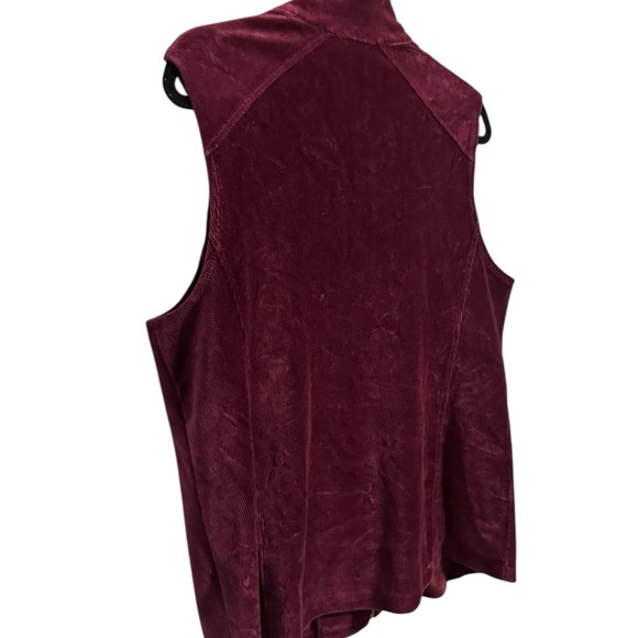 Susan Graver Weekend Ribbed Velour Zip Front Knit Vest Size Small Wine Color L - Picture 6 of 11
